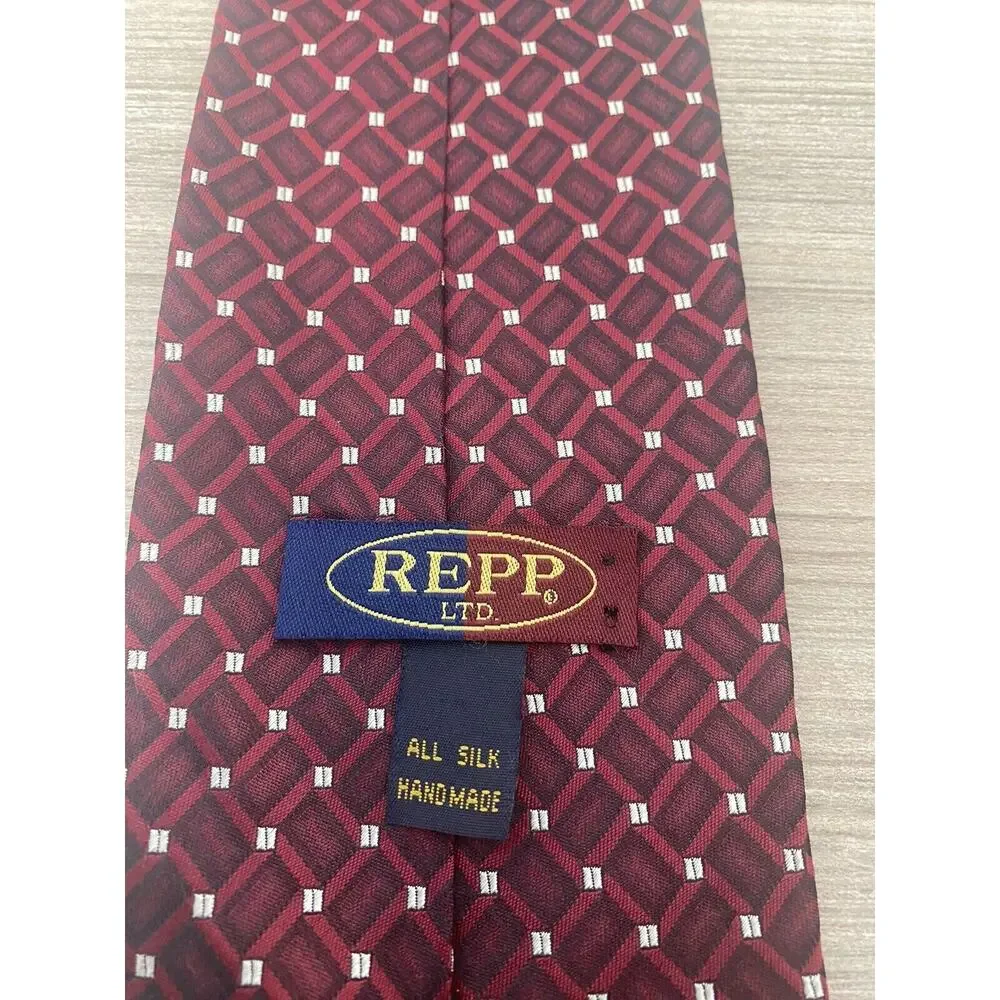 Repp Ltd Men’s Formal Burgundy Multicolor Neck Tie 100% Silk Handmade # 3801